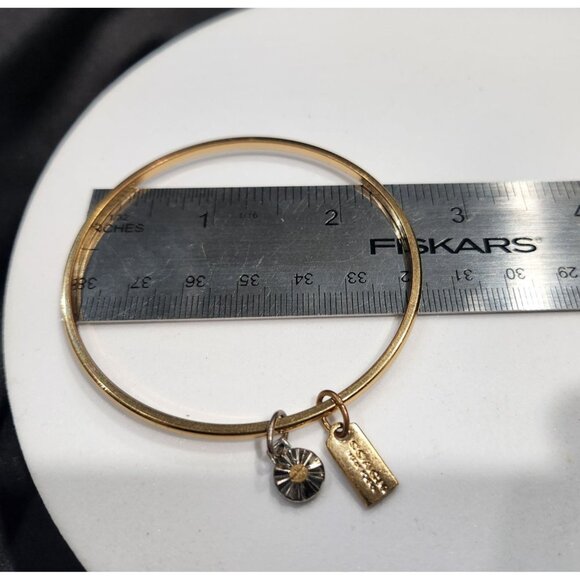 Coach Gold-tone Bangle Bracelet With Tag & Sunburst Charms - Picture 5 of 5